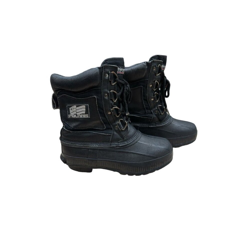 Vintage Polaris Thinsulate insulation Black Snowmobile Boots Size 5 Steel Shanks